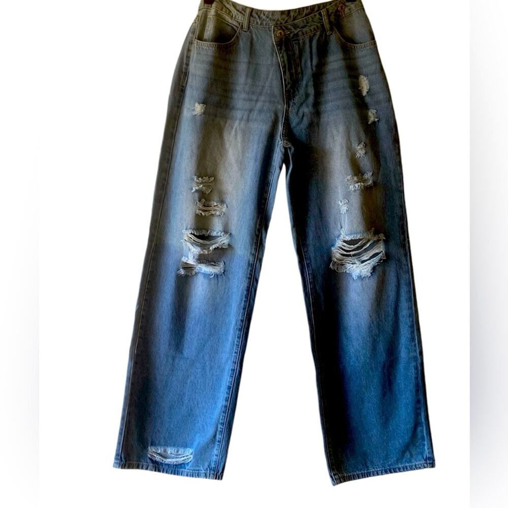 SHEIN High Rise 90’s Style Distressed Baggy Jeans